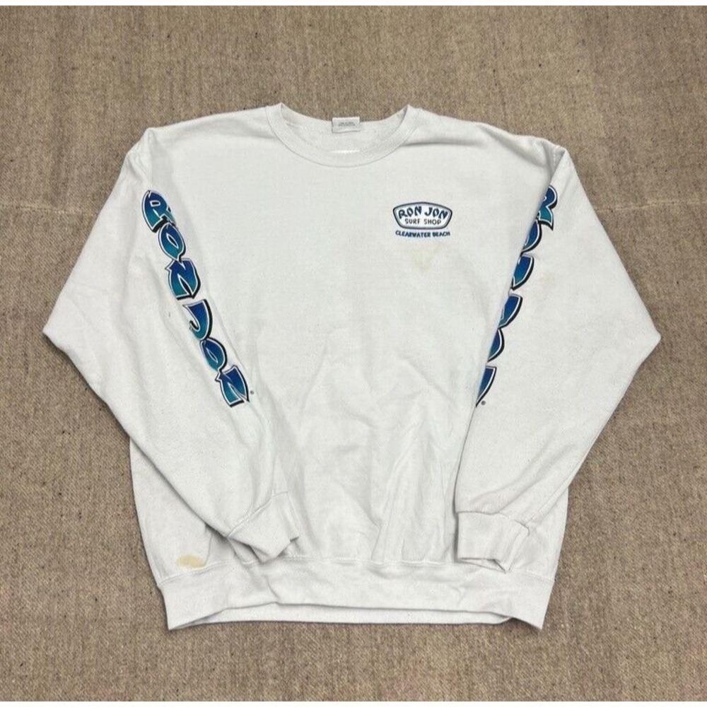 Vintage Ron Jon Surf Sweatshirt‎ Mens Large White 2000s Y2K